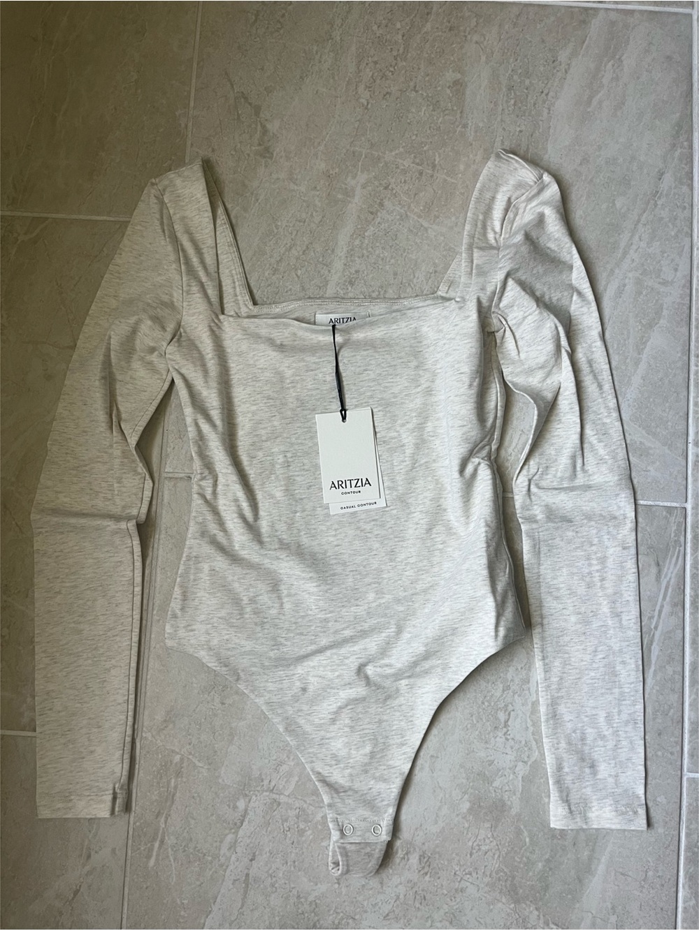 Aritzia Square Neck Long Sleeve Bodysuit in Heather Gray